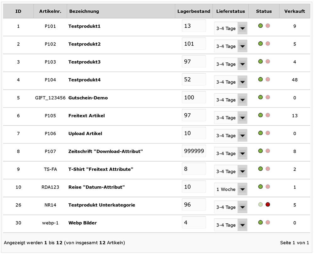 Ausdrucken der Lagerliste