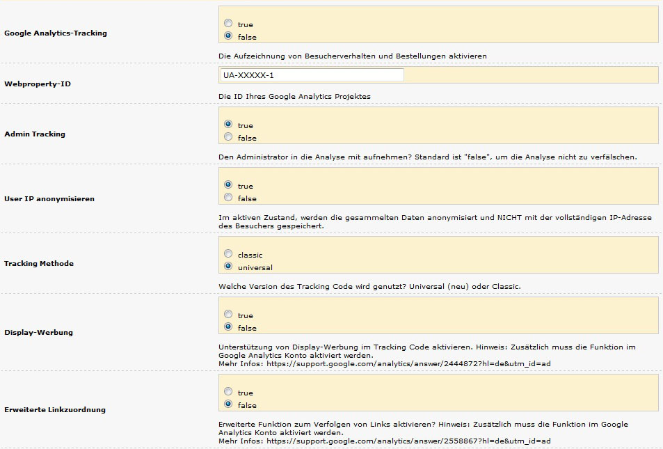 Google Analytics Tracking Konfiguration