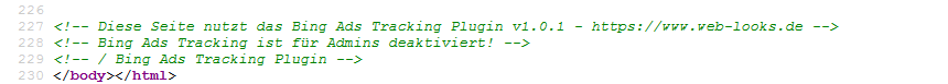Bing Ads Tracking für Admins deaktiviert