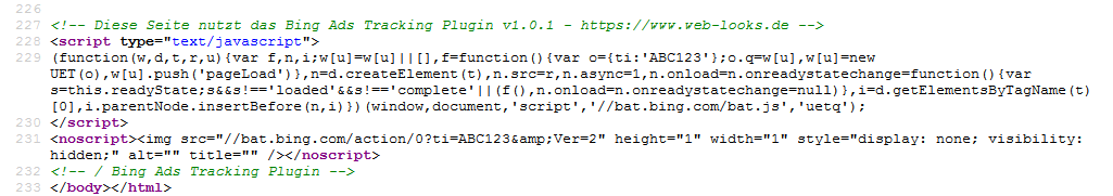 Modified Shop - Bing Ads Tracking Code
