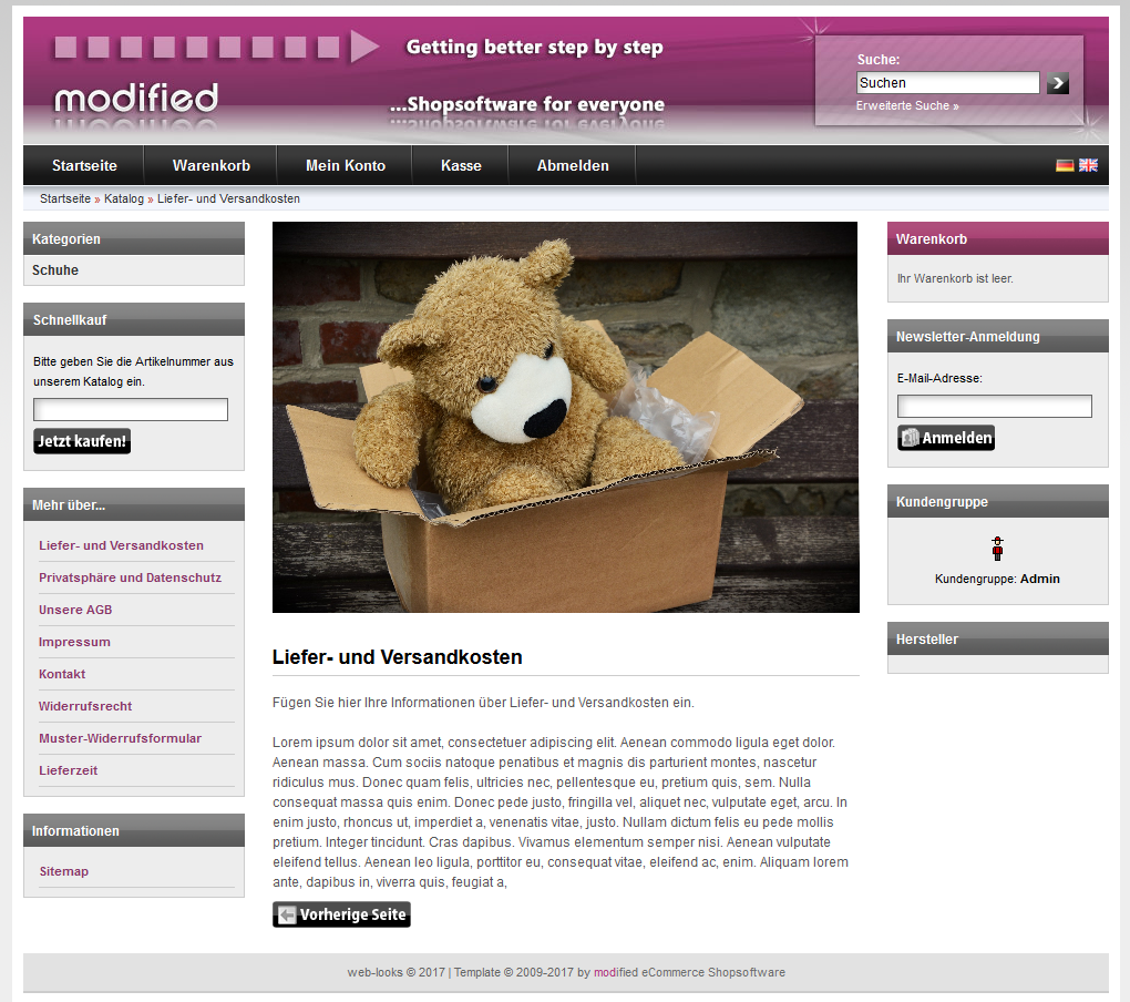 modified eCommerce  Shop Content Bilder im Kundenbereich