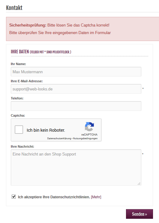 Modified eCommerce - Google reCAPTCHA Fehler im Kontaktformular