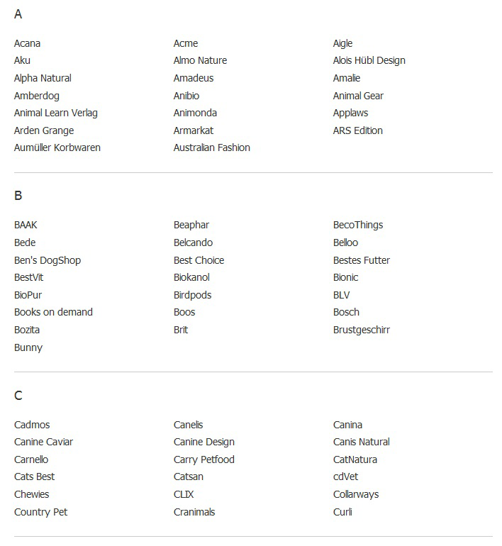 Modified eCommerce - Hersteller Alphabet