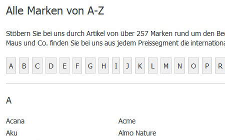 modified eCommerce  - Herstellerübersicht - Marken Liste