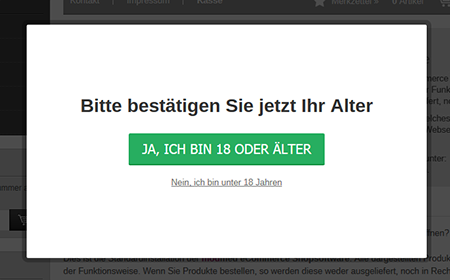 modified eCommerce - Altersprüfung - Bestätigung der Volljährigkeit