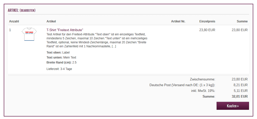 xtcmodified - checkout confirmation mit Freitext Artikel