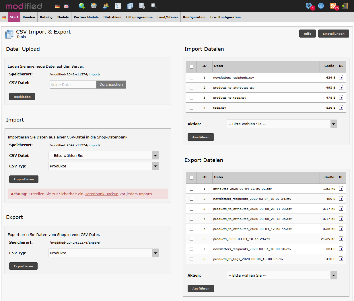 Modified eCommerce - Advanced CSV Import & Export