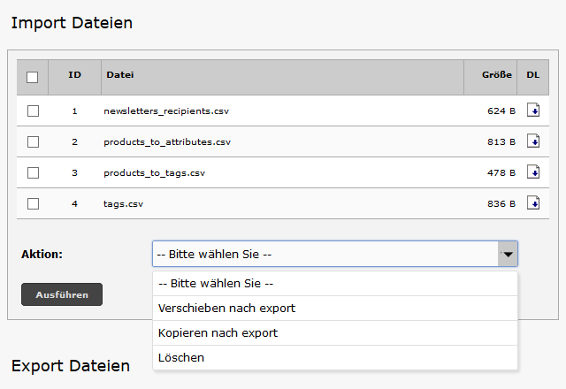 Modified Shop - CSV Dateien verwalten