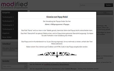 modified eCommerce  - Info Popups