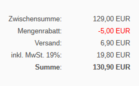 xt:Commerce  - Mengenrabatt